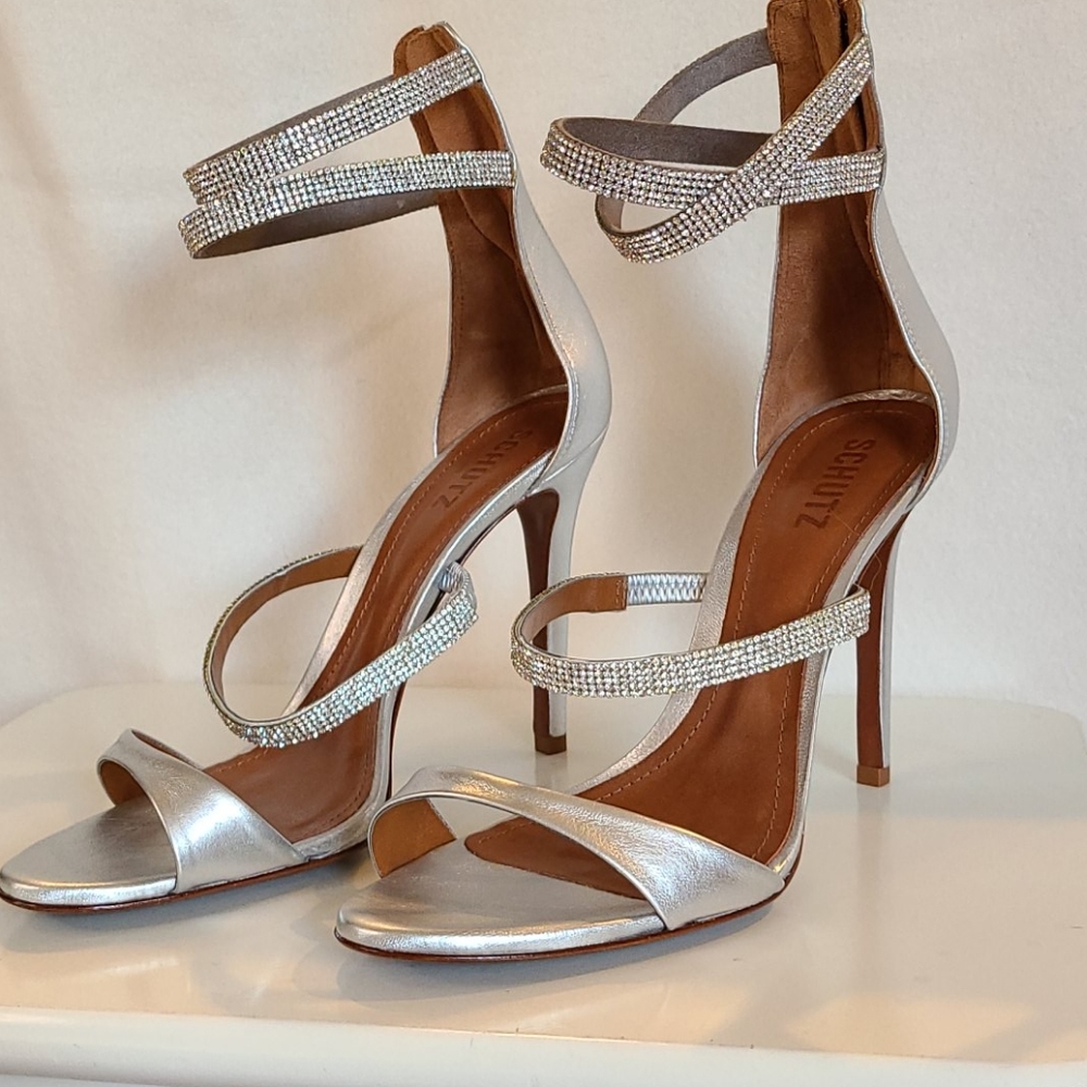 Schutz open toe high heeled dress shoe